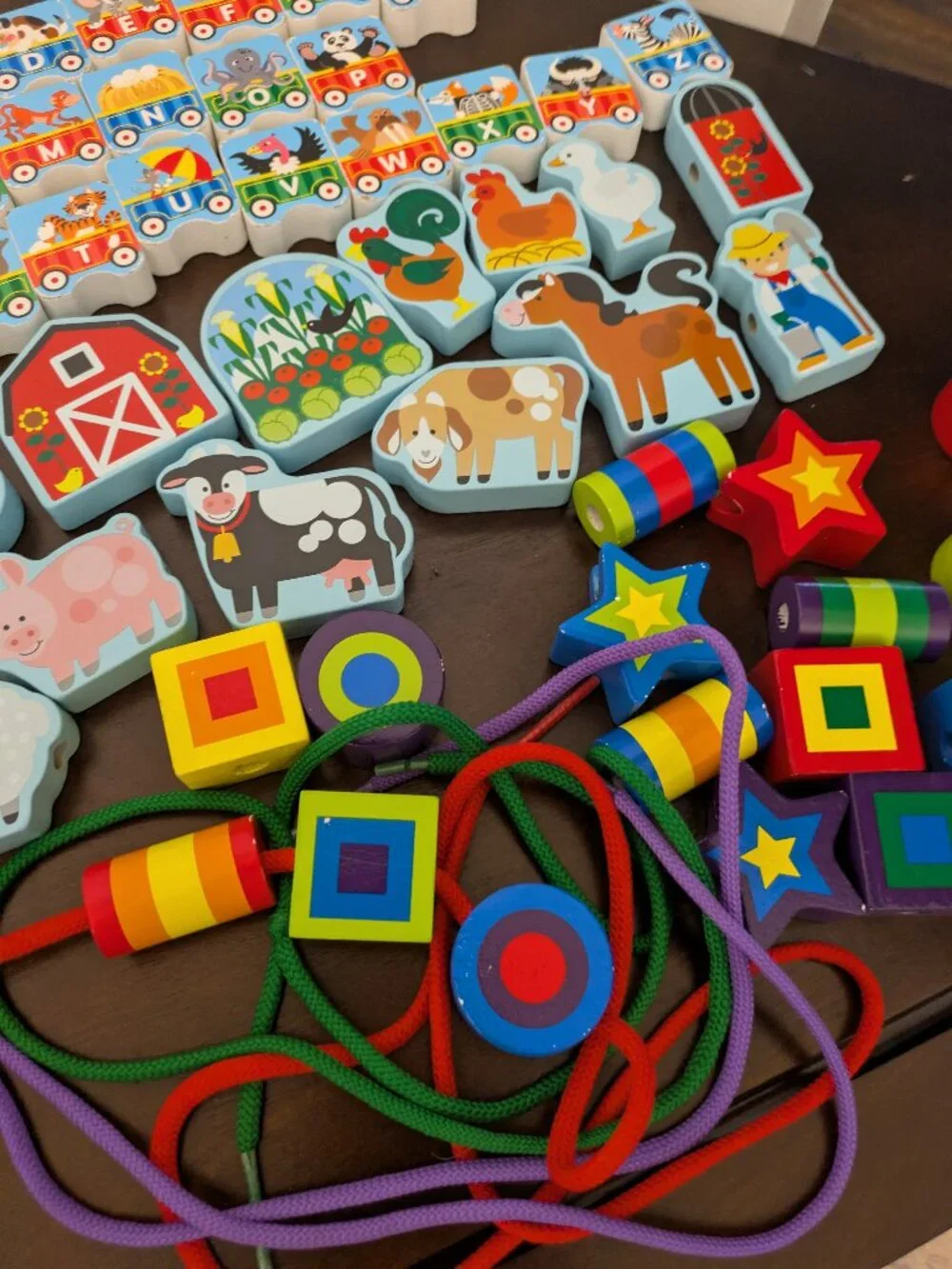 Three Melissa & Doug Wooden Lacing Learning Toy Sets